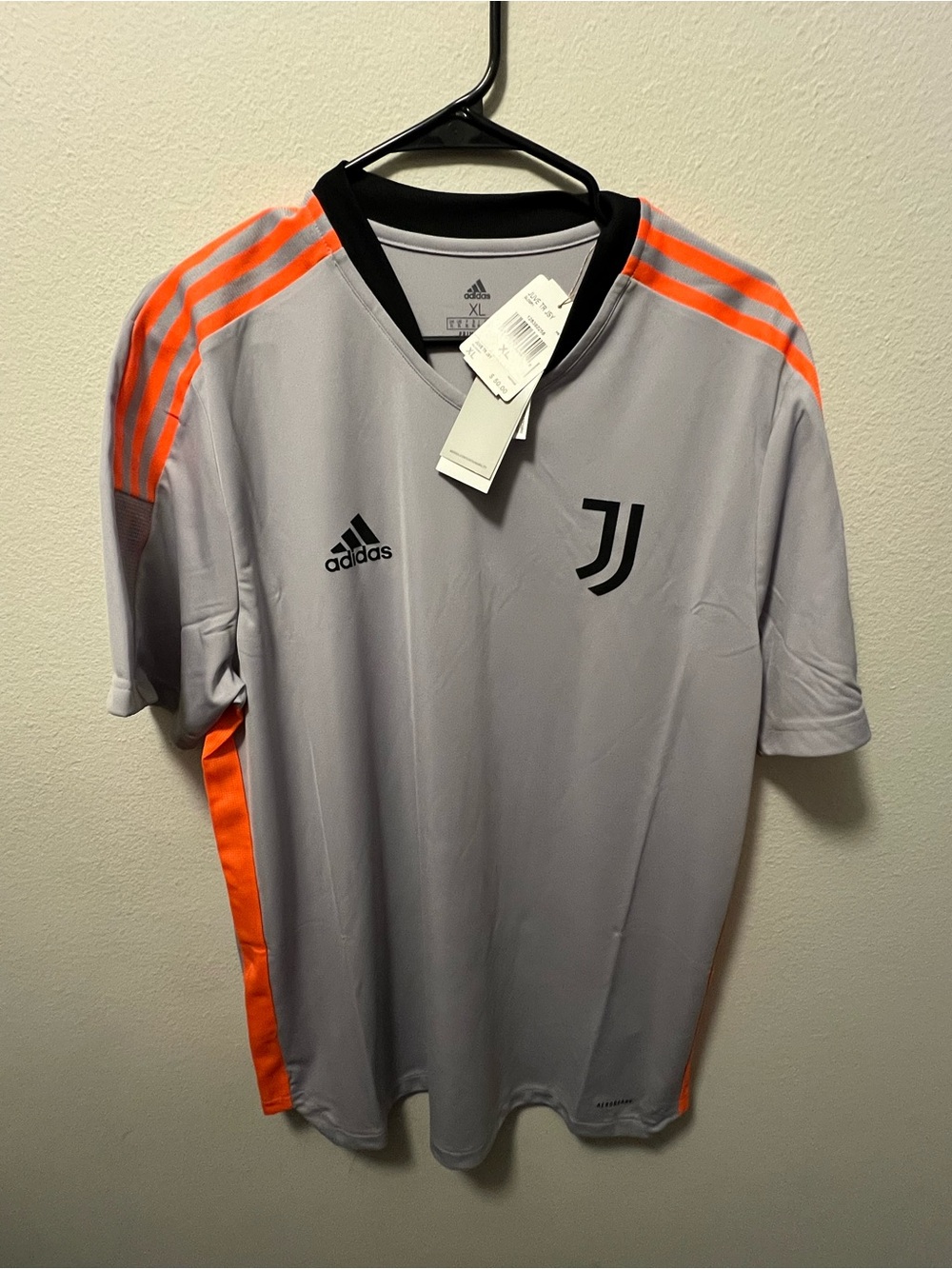 adidas Light Gray & Orange Juventus Training Shirt
